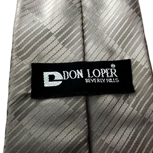 Don Loper Bevery Hills Beige Check Silk Tie Print - Picture 3 of 6